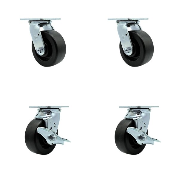 Tool Box Caster Wheel Set 5'' Polyolefin Swivel Casters, 4PK